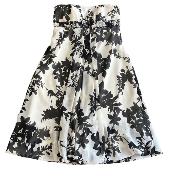 David’s Bridal | Black and White Floral Strapless Dress - Picture 1 of 10
